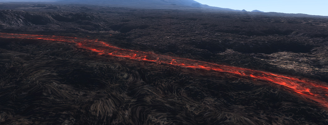 Lava river with crust formation